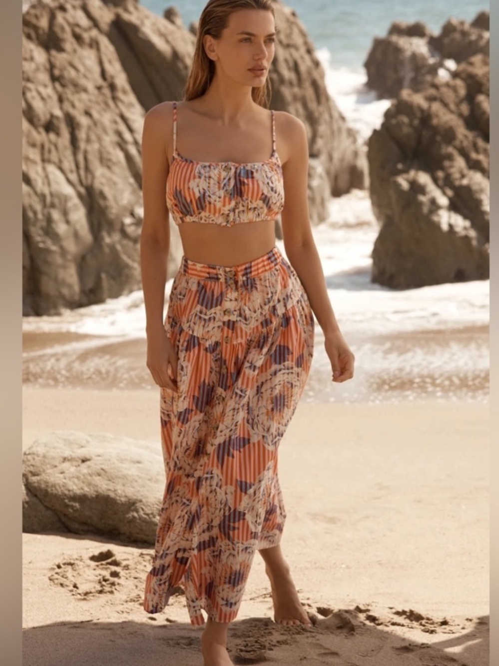 Anthropologie Button-Front Midi Skirt Set Size XL